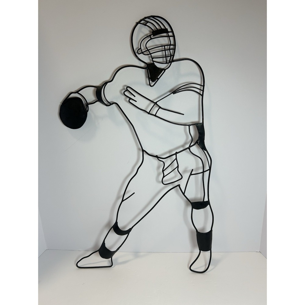 Football Player Iron Decorative Metal Wall Art Sculpture‎ Sports Athlete 24"x14"